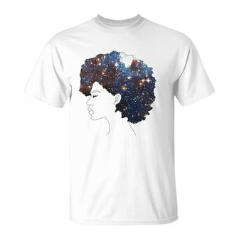 Black Women Space Afro Natural Hair T-Shirt | Mazezy