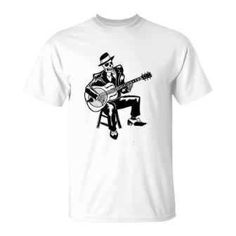 Blues Music Skeleton Bluesman T-Shirt