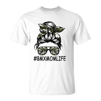 Bmx Mom Life Mother's Day Messy Bun T-Shirt | Mazezy