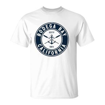 Bodega Bay California Ca Vintage Boat Anchor & Oars T-Shirt | Mazezy