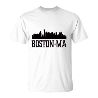 Boston Massachusetts Skyline City T-Shirt | Mazezy