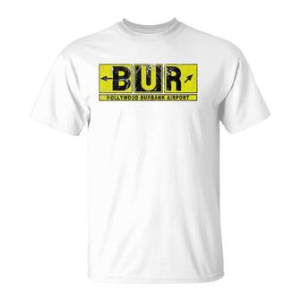 Bur Hollywood Burbank Airport Taxi Way Sign Pilot Vintage T-Shirt | Mazezy