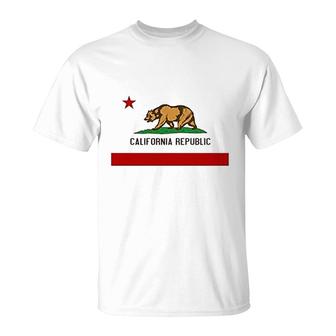 California State Flag Republic Los Angeles Bear T-Shirt | Mazezy