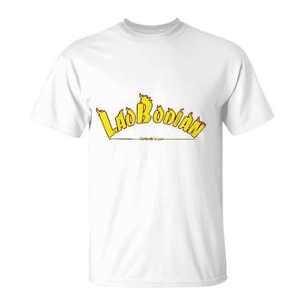 Cambodia Laos Flaming Text Laobodian T-Shirt | Mazezy