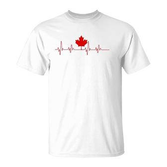 Canada Heartbeat Canadian Pride Maple Leaf Novelty Gift Zip T-Shirt | Mazezy