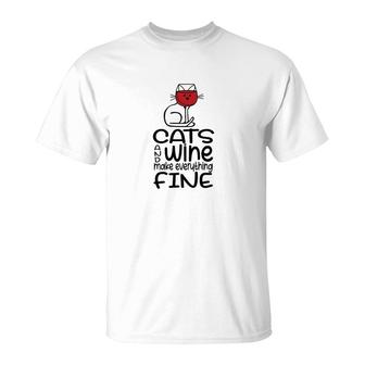 Cat And Wine Make Everything Fine T-Shirt | Mazezy
