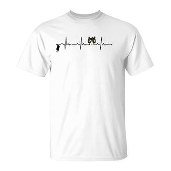 Cat Heartbeat Tee Love Cats Cat Lover Kitten Graphic T-Shirt | Mazezy