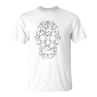 Cat Skull Kitty Skeleton Cat Halloween Costume Idea Horror T-Shirt | Mazezy