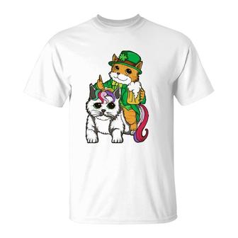 Caticorn St Patricks Day Cat Unicorn Leprechaun Irish Cat T-Shirt | Mazezy