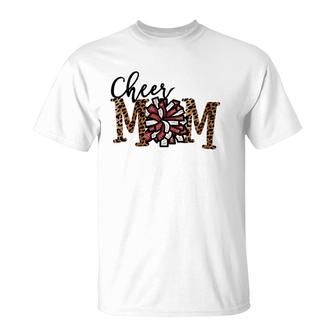 Cheer Mom Cheerleader Mother's Day Leopard Print T-Shirt | Mazezy