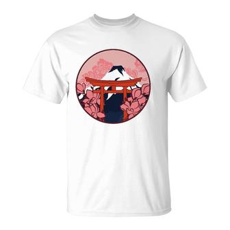 Cherry Blossom Woodblock Japanese Art Japan T-Shirt | Mazezy