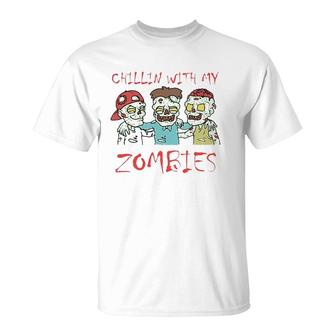 Chillin With My Zombies Funny Halloween T-Shirt | Mazezy
