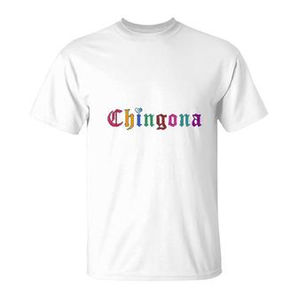 Chingona Mexican Serape Latina Feminist Gift Latinx Women T-Shirt | Mazezy