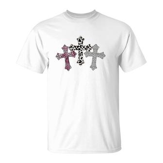 Christian Crosses Leopard Cross Jesus God Easter Risen Mom T-Shirt | Mazezy