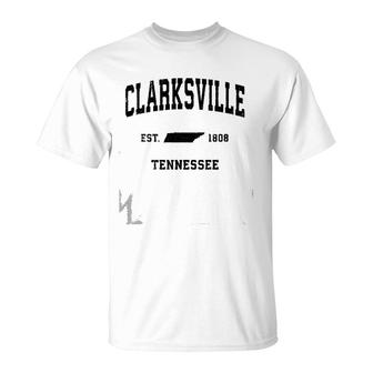 Clarksville Tennessee Tn Vintage Sports Design Black Print Pullover T-Shirt | Mazezy