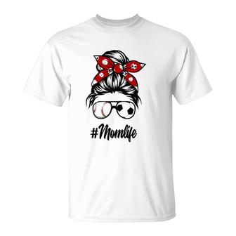 Classy Mom Life Soccer Messy Bun Baseball For Mother's Day T-Shirt | Mazezy CA