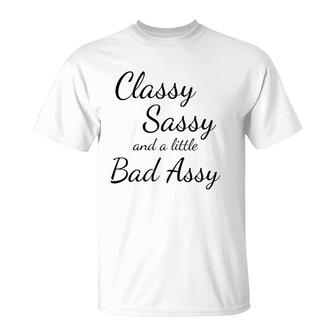 Classy Sassy And A Little Bad Assy Girl Power Funny Gift Raglan Baseball Tee T-Shirt | Mazezy