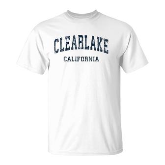 Clearlake California Ca Vintage Varsity Sports Navy Design T-Shirt | Mazezy