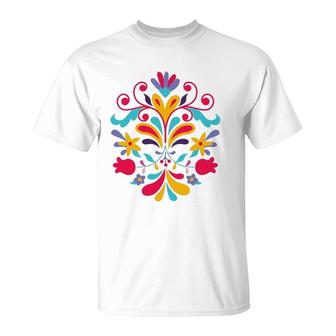 Colorful Floral Mexican Otomi Flowers Floral Otomi Gift T-Shirt | Mazezy
