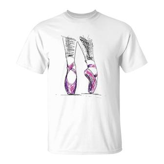 Cool Ballerina Ballet Shoes Toe Dancing Dance T-Shirt | Mazezy