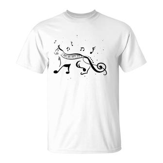 Cool Cat Treble Clef Music Funny Kitty Notes Musician Gift T-Shirt | Mazezy