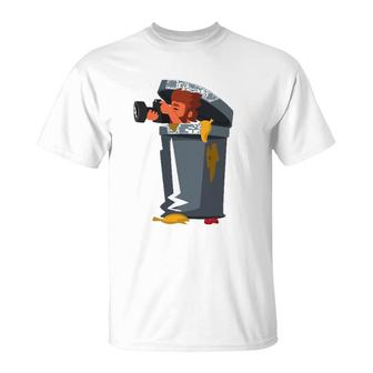 Cool Funny Paparazzi In Trash Can T-Shirt | Mazezy