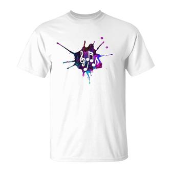Cool Water Color Musical Notes Music And Arts Musicians Gift T-Shirt | Mazezy
