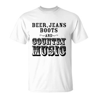 Country Music Beer Jeans Boots Country Music Lover T-shirt - Thegiftio UK