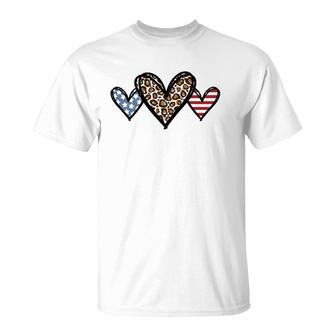 Cute American Flag Hearts Fourth 4Th Of July Usa Patriotic T-Shirt | Mazezy