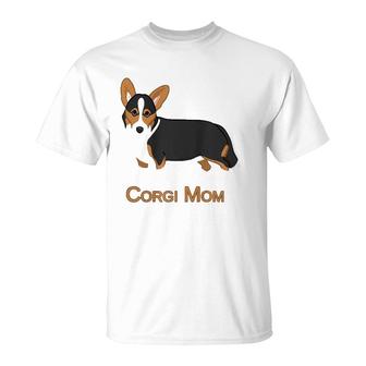 Cute Black & Tan Cardigan Welsh Corgi Mom Dog Lovers T-Shirt | Mazezy