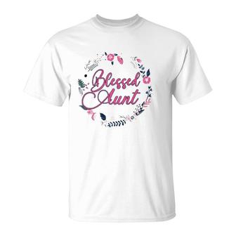 Cute Blessed Aunt Women New Aunty Auntie Sister Girl Flower Premium T-Shirt | Mazezy