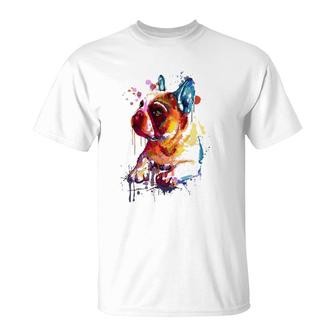 Cute French Bulldog, Watercolor Dog Breed Design T-Shirt | Mazezy UK