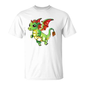Cute Green Dragon For Girls Boys Kids T-Shirt | Mazezy