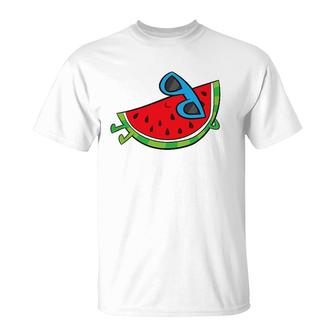 Cute Melon Summer Fruit Sunglasses On Watermelon T-Shirt | Mazezy