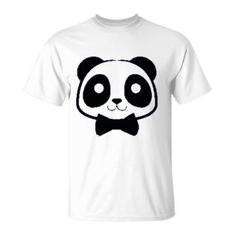 Cute Panda With Bowtie T-Shirt | Mazezy