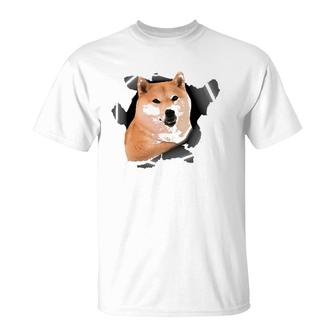 Cute Shiba Inu Torn Cloth - Shiba Inu Lover Dog Owner Puppy T-Shirt | Mazezy
