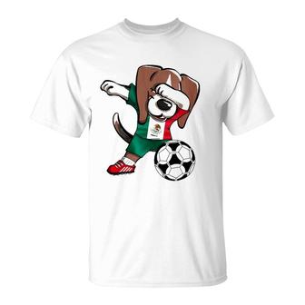 Dabbing Beagle Mexico Soccer Fans Jersey Mexican Football T-Shirt | Mazezy