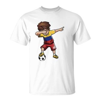 Dabbing Soccer Boy Colombia Flag Jersey T-Shirt | Mazezy