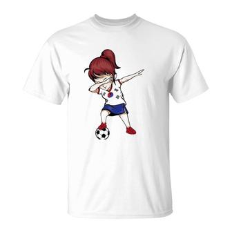 Dabbing Soccer Girl South Korea Jersey Korean Football T-Shirt | Mazezy