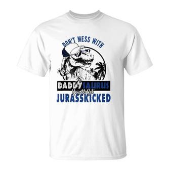 Daddysaurus Dad Husband Father's Day Gift Matching Dinosaur Tank Top T-Shirt | Mazezy