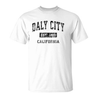 Daly City California Ca Vintage Sports Design Black Design T-Shirt | Mazezy