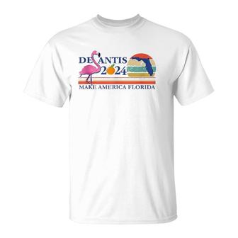 Desantis 2024 Make America Florida Flamingo Vintage Retro T-Shirt | Mazezy