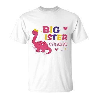 Dinosaur Big Sister Announcement Promoted Pink Cute T-shirt - Thegiftio UK