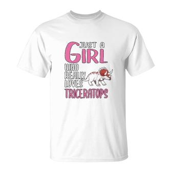 Dinosaurs Just A Girl Who Really Loves Triceratops T-Shirt | Mazezy AU