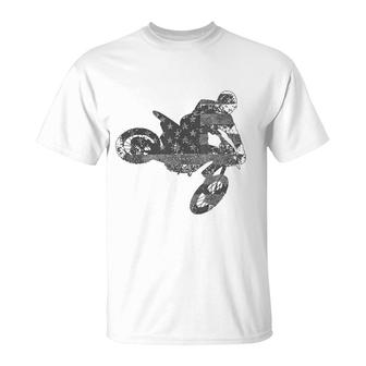 Dirt Bike American Flag Motocross T-Shirt | Mazezy