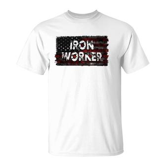 Distressed Iron Worker Gift For American Welders T-Shirt | Mazezy
