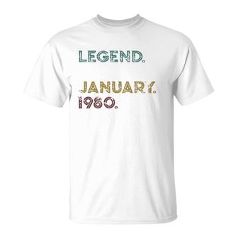 Distressed Retro Legend Since January 1980 42Nd Birthday T-Shirt | Mazezy