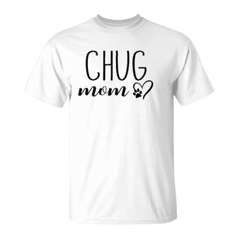 Dog Paw Print Heart Chug Mom T-Shirt | Mazezy