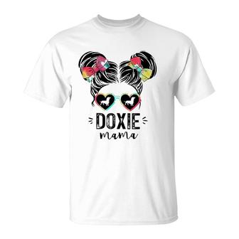 Doxie Mama Gifts Double Bun Hair Dachshund Gifts Dog Mom T-Shirt | Mazezy