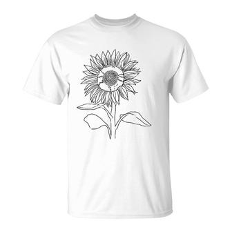 Drawing Of Flower Artist Tee Womans Top Nature T-Shirt | Mazezy